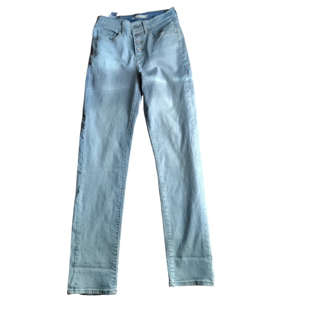 Levi’s 724 High Rise Straight Jeans Rhinestone Button Fly Glam Size 28x32